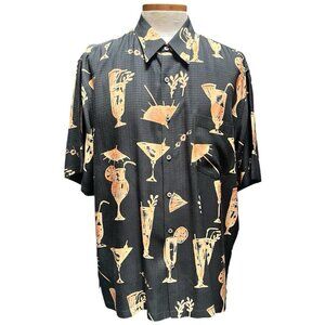 Tori Richard Silk Cocktail Tropical Drinks Men's Aloha Hawaiian Shirt Size 2XL